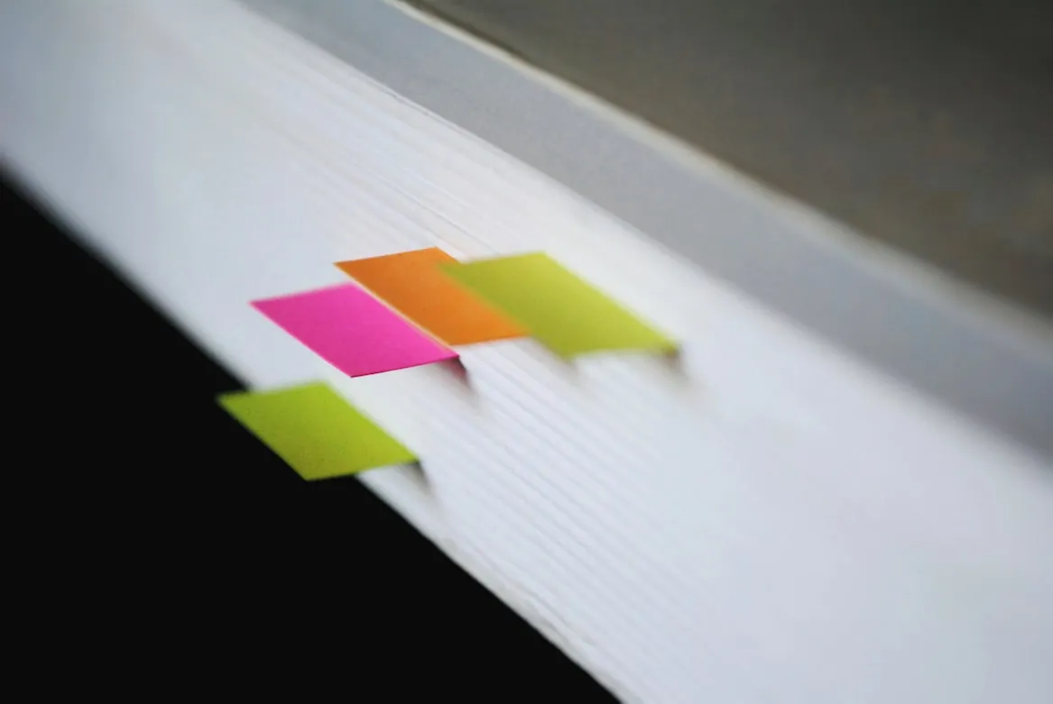 bookmarks in book close up